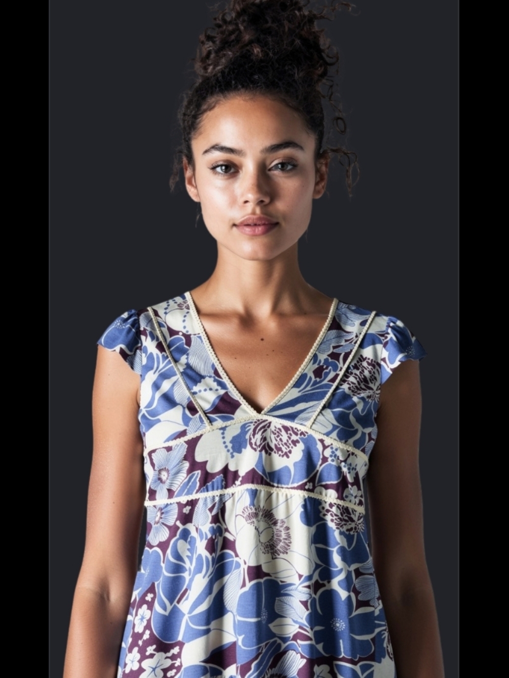 RAGA Floral Blue and White tunic anthropologie